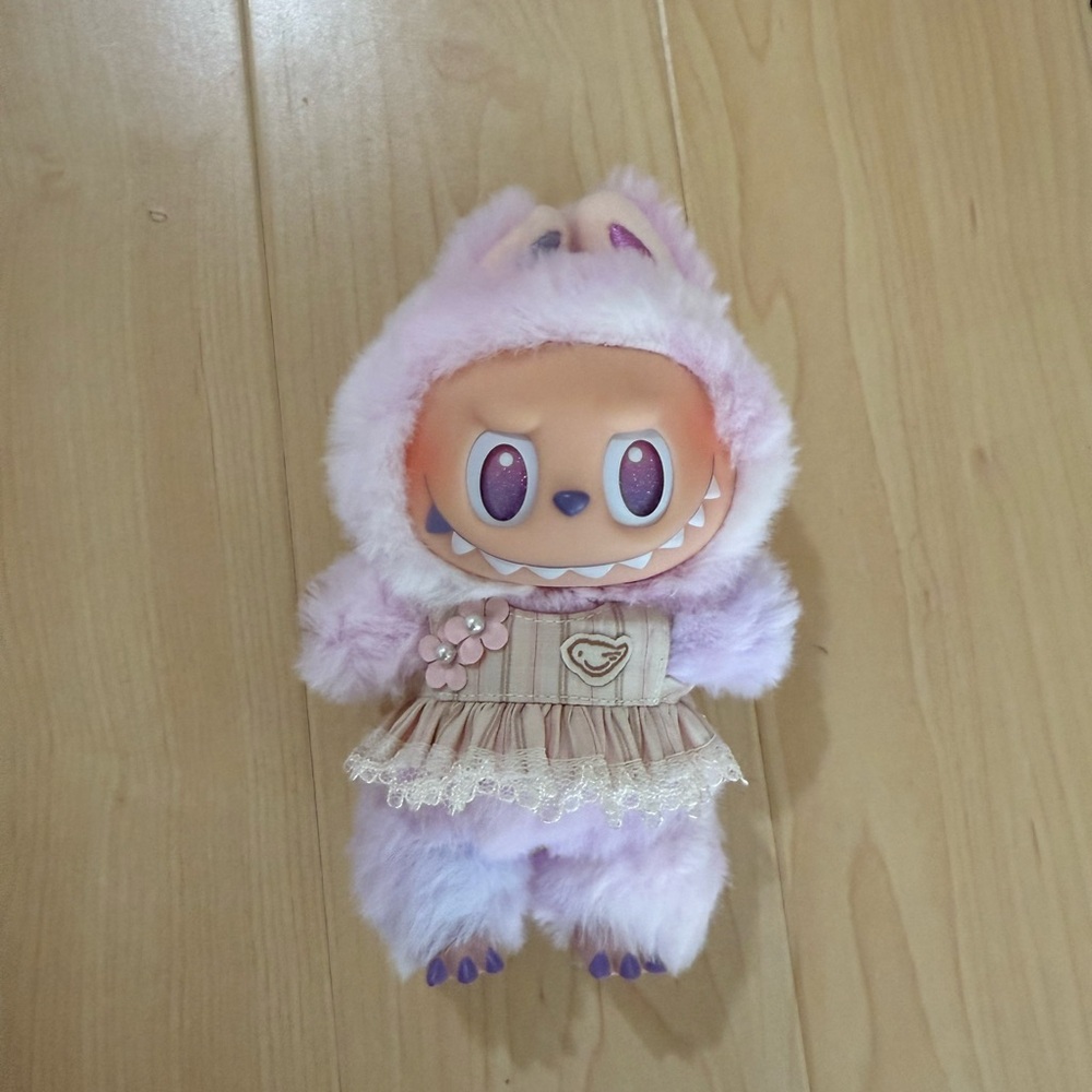 Cute pink stripped dress for labubu